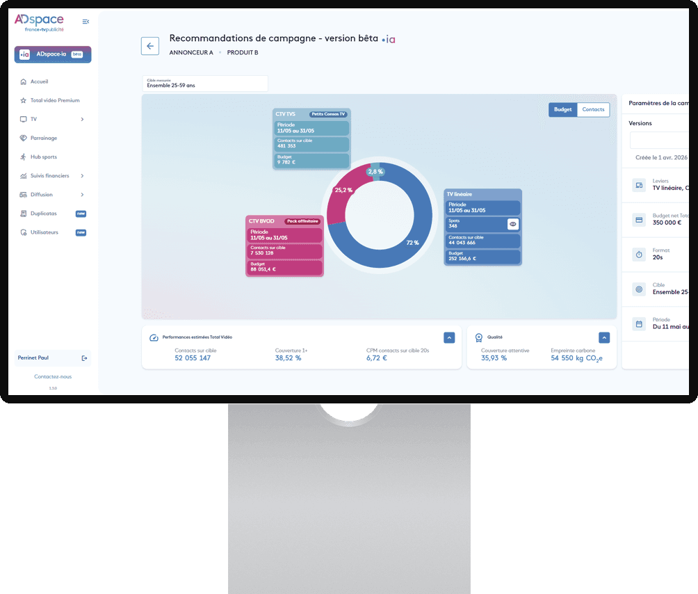 Aperçu de l'interface de la plateforme ADspace·ia
